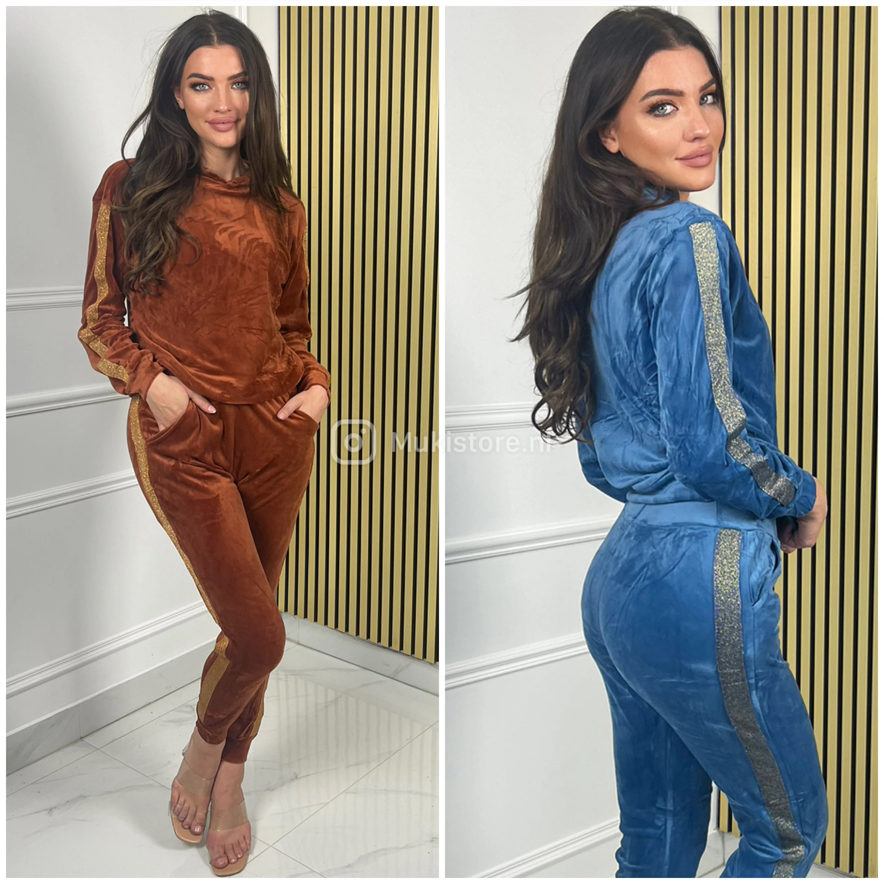 Velvet 2pcs Set Basic Glitter Stripe 293 - Image 10