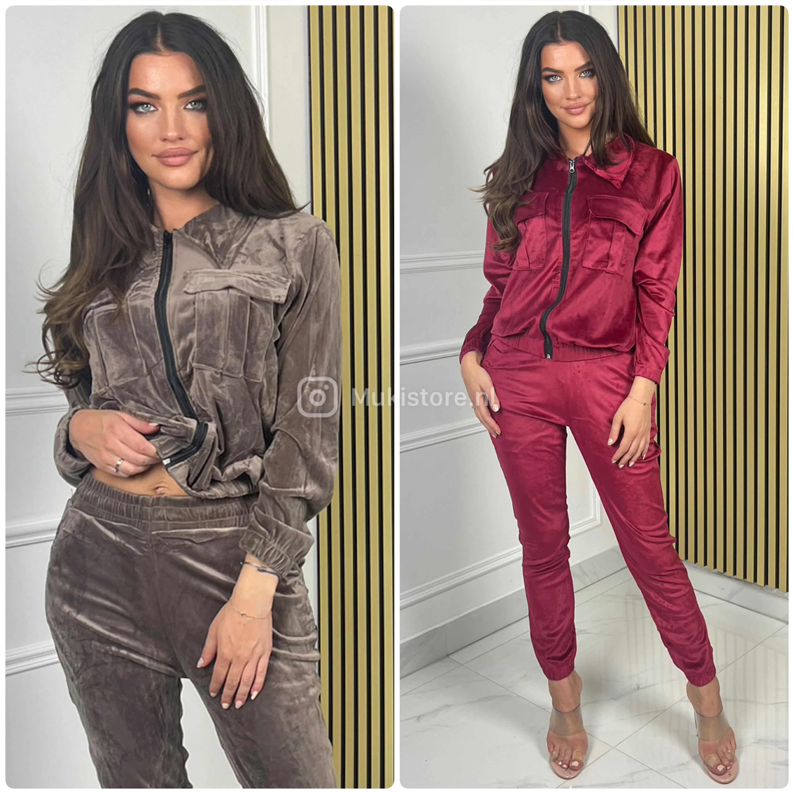 Velvet 2pcs Zip Set Chest Pockets 336-1 - Image 11