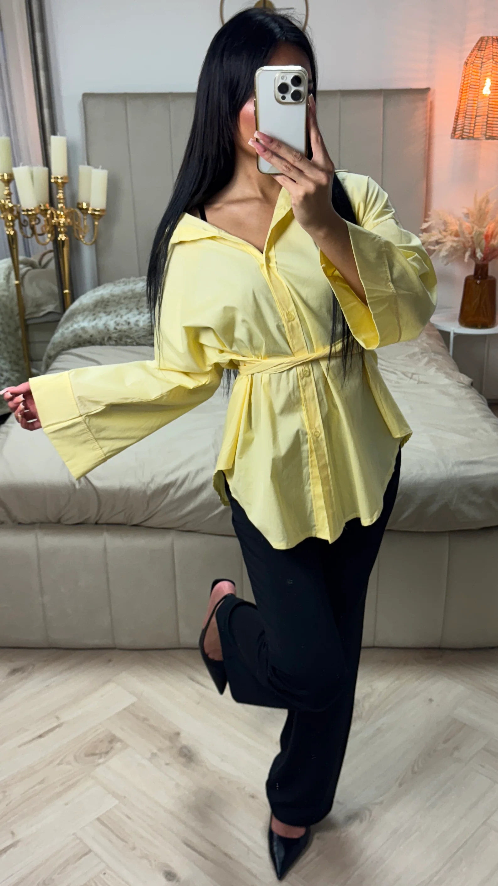 Wide Sleeve Oversized Blouse Side Bows Detail - Image 4