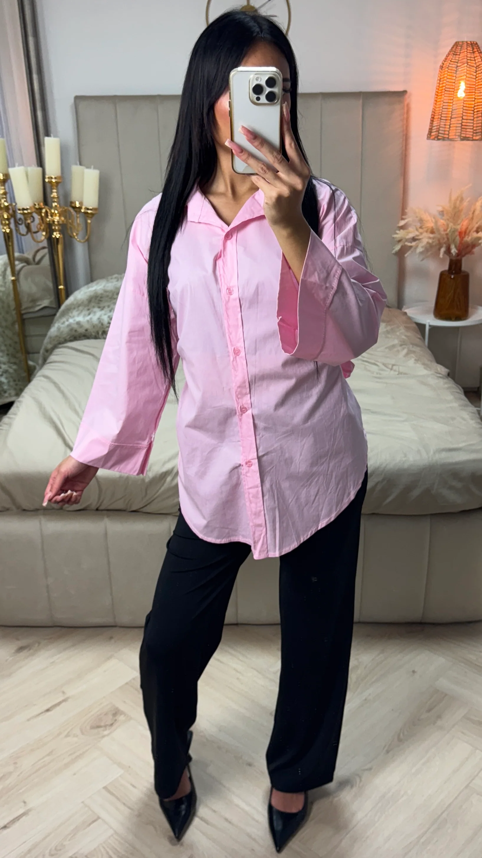 Wide Sleeve Oversized Blouse Side Bows Detail - Image 5
