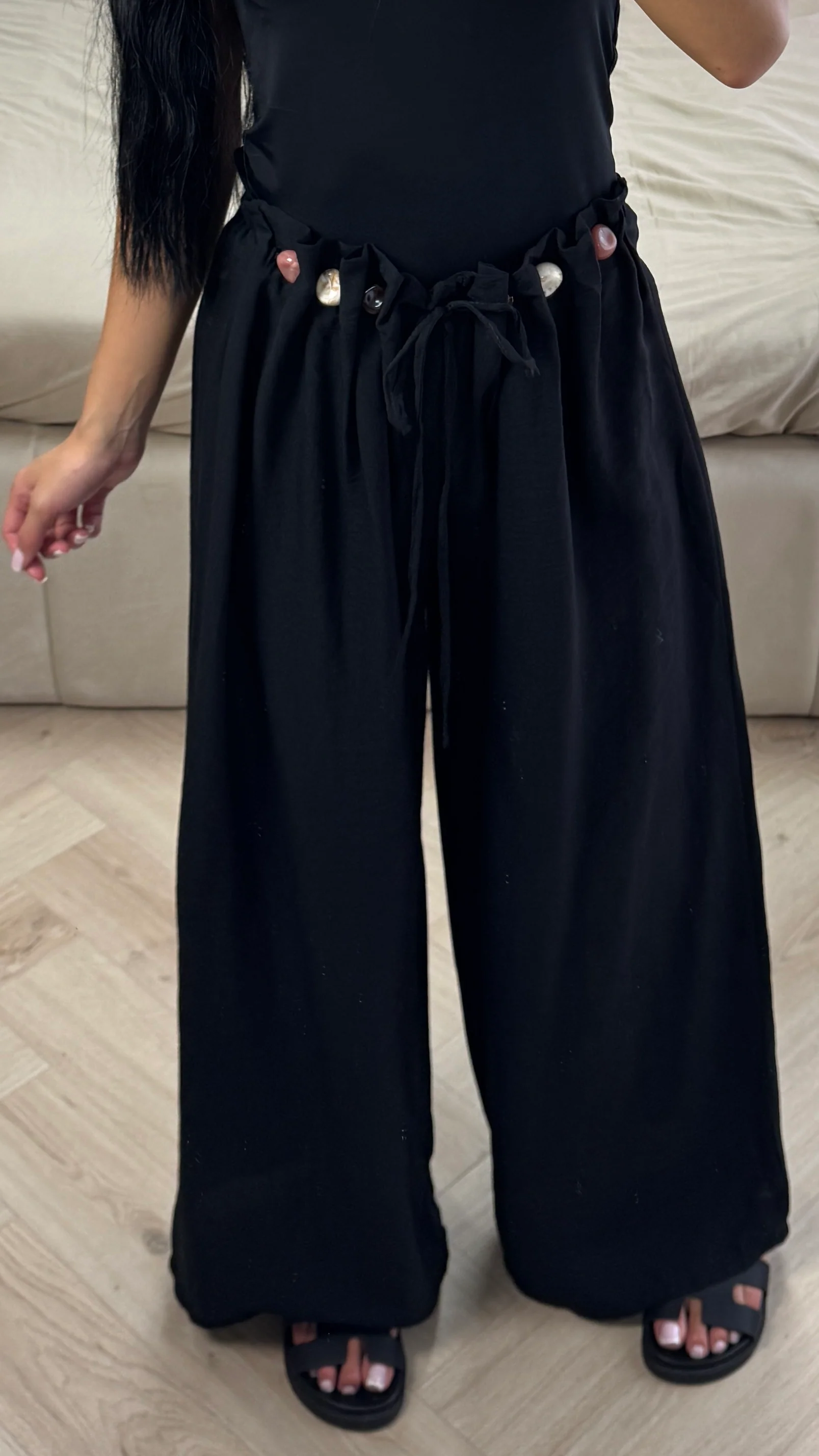 Wijde Broek met Kralendetail – Viscoseblend