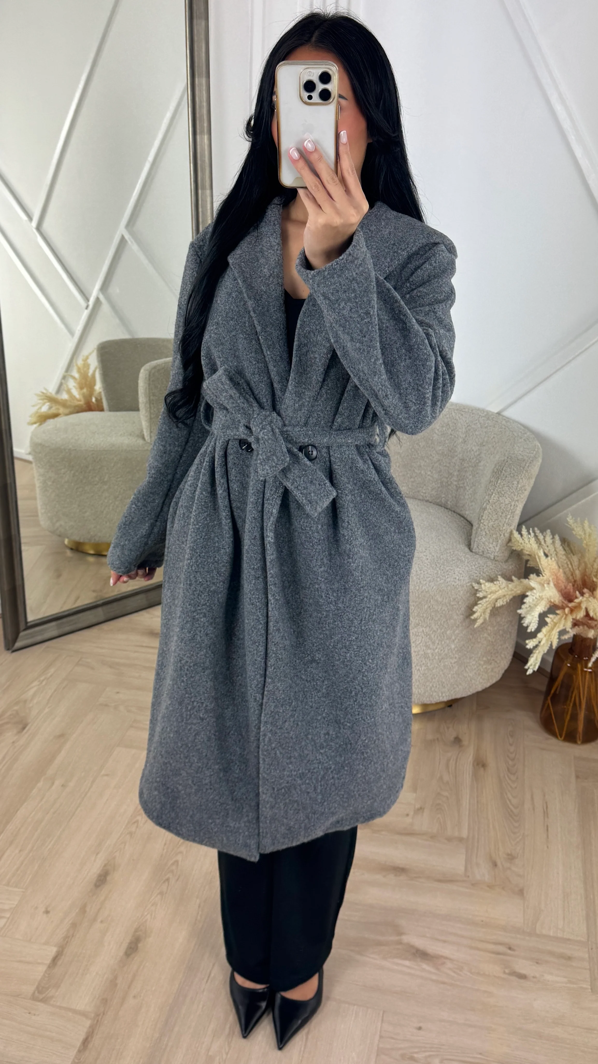 Wool Touch Trenchcoat met Ceintuur - Image 3