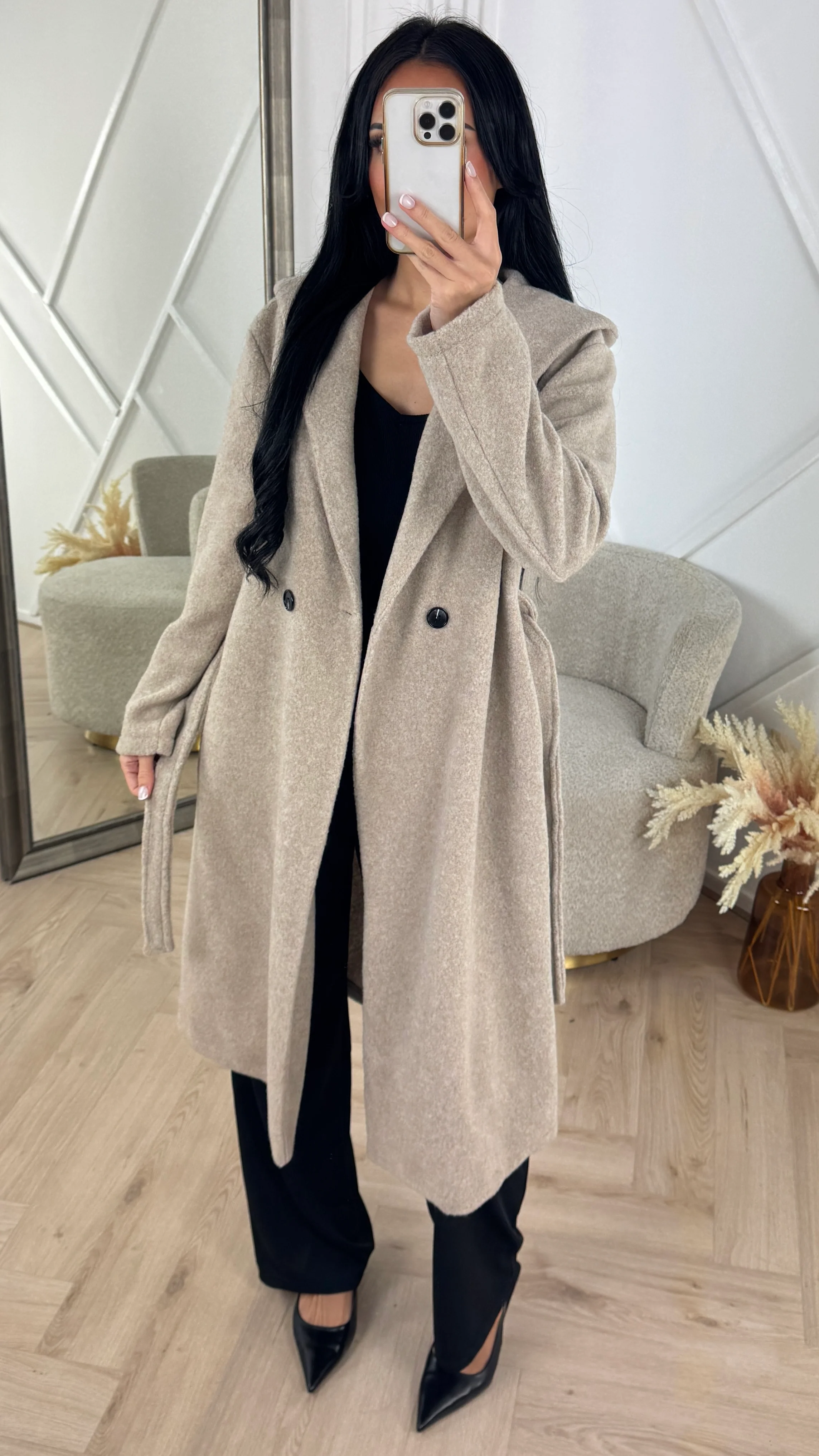 Wool Touch Trenchcoat met Ceintuur - Image 4