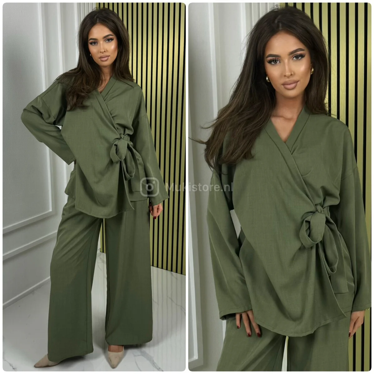Wrap Tie Belt Basic Set Wide Legs - Image 4