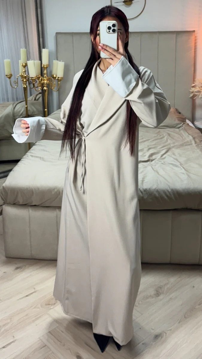 Wrap Tie Belt Kimono White Sleeves - Image 2