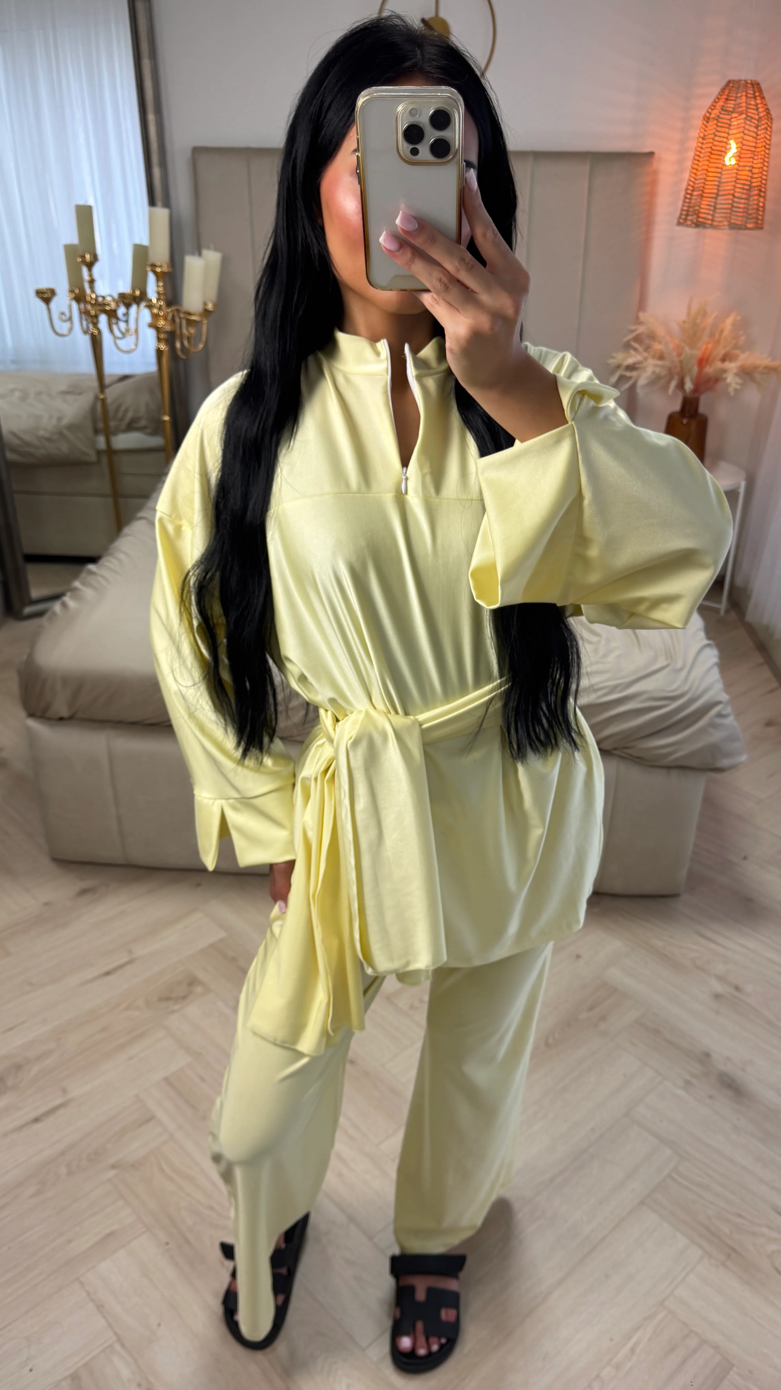 Zipper Essential Burkini Split Sleeve Detail + Hijab -Tie Belt - Image 13