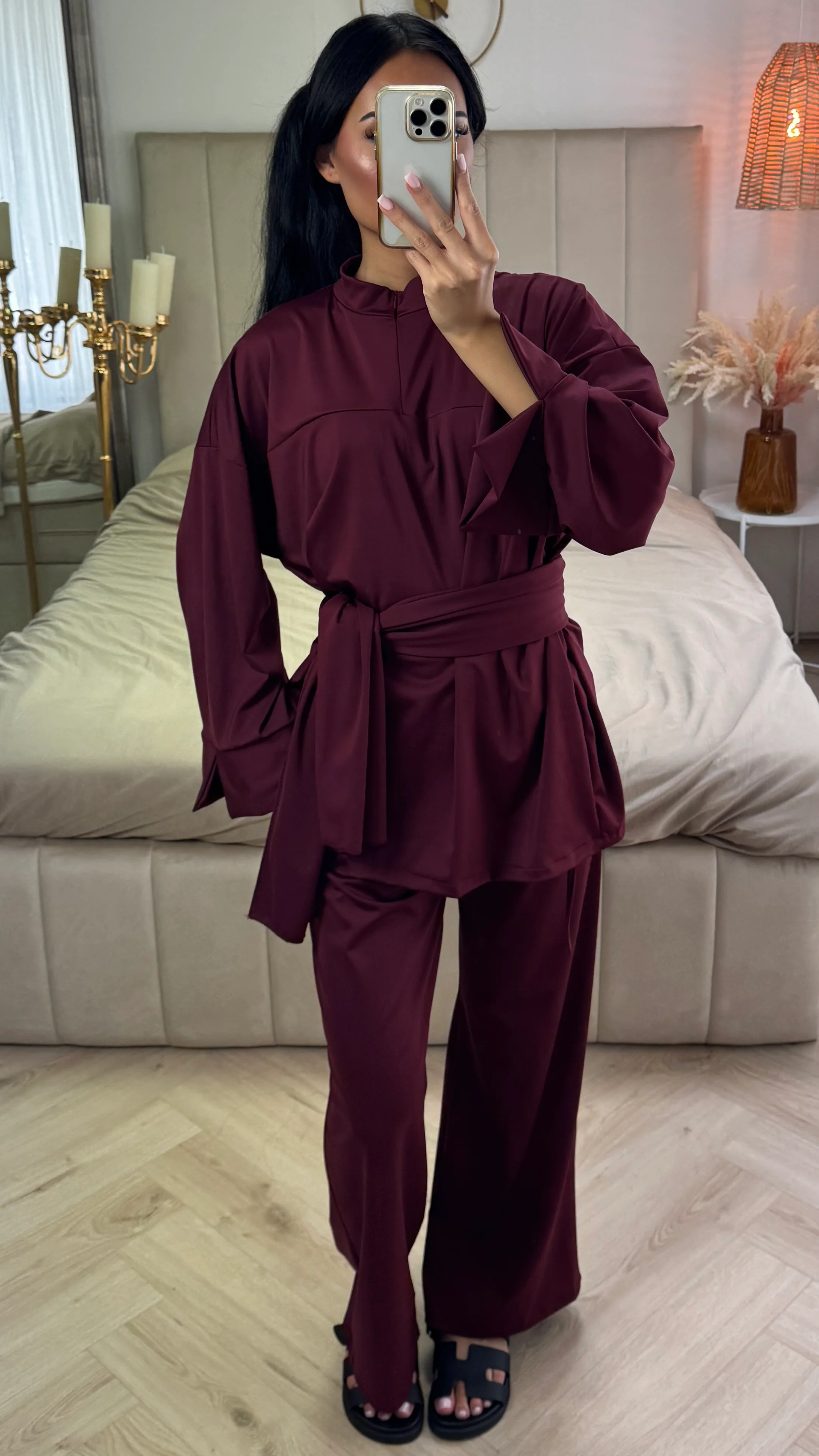 Zipper Essential Burkini Split Sleeve Detail + Hijab -Tie Belt - Image 15
