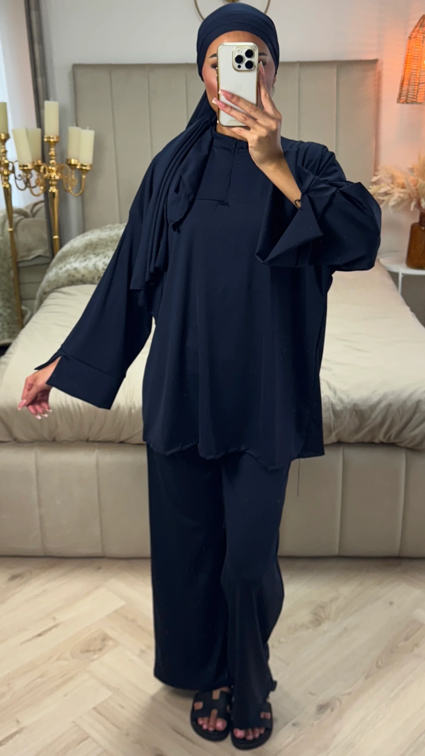 Zipper Essential Burkini Split Sleeve Detail + Hijab -Tie Belt - Image 4